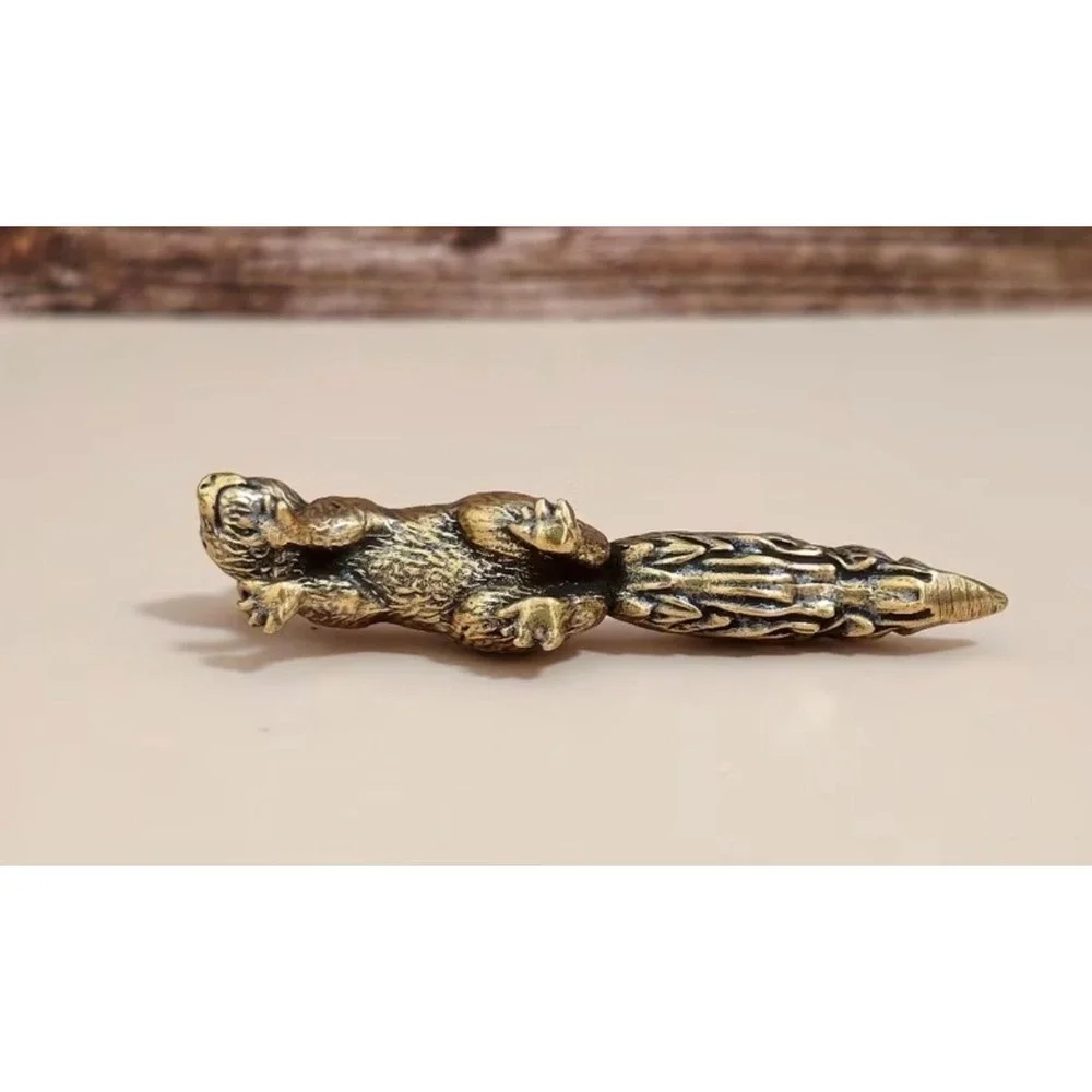 Brass Squirrel Figure Vintage Style Miniature New